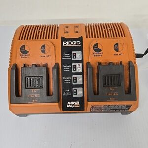 Ridgid Rapid Max Dual 12.0v 14.4v 18.0v Battery Charger Model 140276002 Tested
